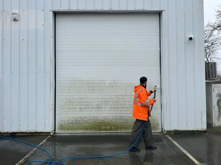 Démoussage d'une porte